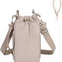 Water Bottle Holder with Phone Pocket for 40/32 oz,Water Bottle Holder/Sleeve with Adjustable Shoulder Strap and Charm. (Khaki)