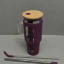 Glass Tumbler with Lid and Straw, 46 oz Iced Coffee Cup with Handle, Glass Water Bottles with Silicone Sleeve, BPA Free-Purple