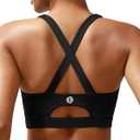 RUNNING GIRL Sports Bra for Women High Support,Molded Cup Strappy Running Sports Bras with Sewn in Pads (Black, L)