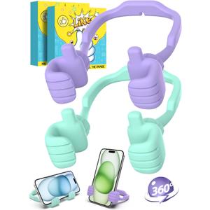 Cell Phone Stand Thumbs Up Lazy Phone Stand - 2 Pack Phone Holder 2025 College Graduation Gifts for Her Him Cellphone iPhone Stand for Desk Birthday Gifts for Teens Girls Boys Adults Women Men Wife (Purple & Green)