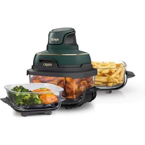 Ninja Crispi 5-in-1 Glass Air Fryer | 450F, Nontoxic, 4QT & 6-Cup Containers & Lids | Microwave, Freezer, Dishwasher Safe | Max Crisp, Air Fry, Bake, Recrisp, Keep Warm | Brit. Racing Green, FN103BF