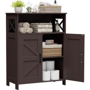 Homhedy Farmhouse Bathroom Storage Cabinet with Doors, Small Floor Cabinet, 11.8"D x 23.6"W x 31.5"H
