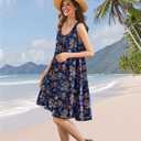 YESNO Summer Dresses for Women Casual Boho Floral Sundresses Sleeveless Scoop Neck Beach Tank Dresses EVS (M)