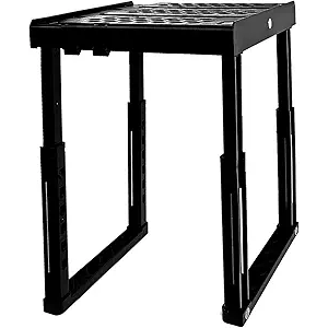 Piffny Locker Organizer Shelf， Adjustable Width and Height, Stackable, Ideal Locker Shelf for School, Office, Gym Lockers, or Even Kitchen Cabinets & Under Sink Organization (Black)
