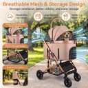 3-in-1 Pet Stroller for 2 Small/ 1 Medium Dogs & Cats, All-Terrain Foldable Dog Stroller with Detachable Carrier & Car Seat, 50 lbs Capacity, Aluminum Frame, Spring Shock Absorption, Dual Brake, Khaki