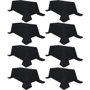 8 Pack Black Tablecloth 90 x 132 Inch Polyester Table Cloth for 6 Foot Rectangle Tables, Wrinkle Resistant Washable Decorative Fabric Covers for Wedding Party Banquet Buffet and Camping