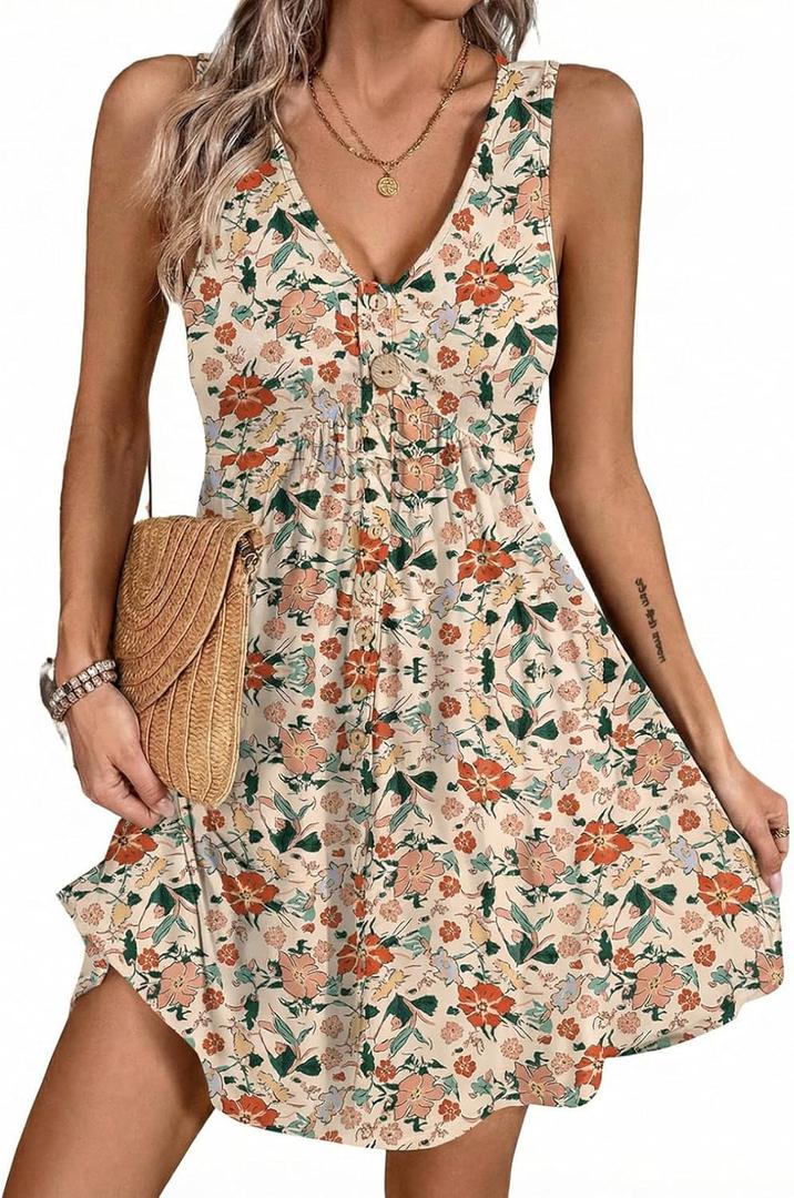 Acelitt Womens Casual Summer Sleeveless Dress, 2XL