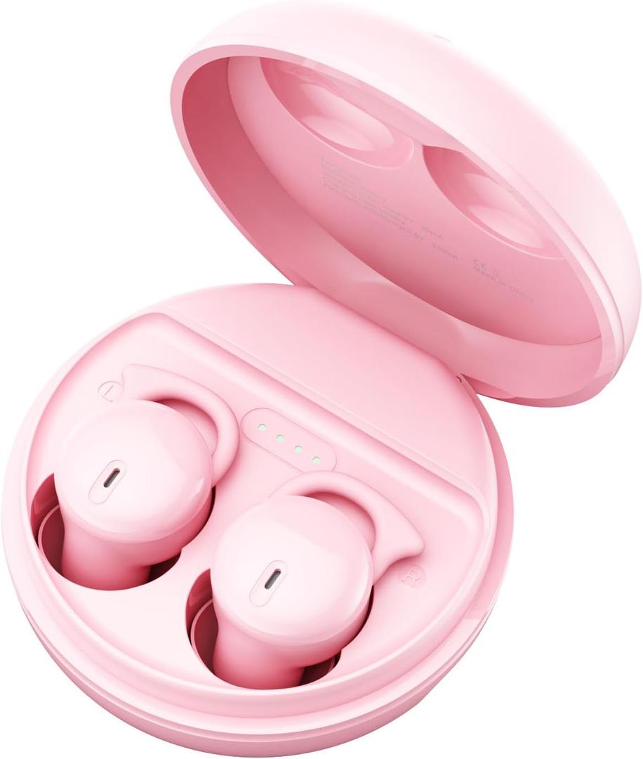 Hulaed Invisible Sleep Headphones,Sleep Earbuds for Side Sleepers,Comfortable Noise Blocking Sleep Earphones,Bluetooth 5.3 Wireless Open Ear Headphones for Sleeping,Driving,Cycling - Pink A6