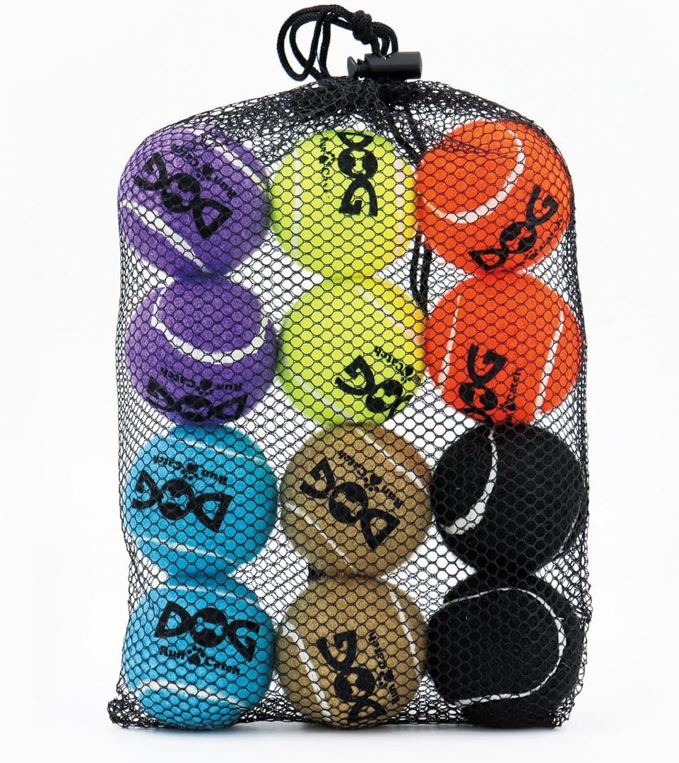 Squeaky Tennis Balls for Dogs - 12 Pack 2.0'' Durable Non-Toxic Outdoor Dog Toys Balls with Mesh Bag, SGS Certified, Colorful Fetch Toys,Small Breeds (Squeaky - 6 Colors)