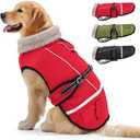 Dog Winter Coat Jacket Waterproof for XL Large Dogs, Reflective Pet Vest Warm Fleece Cozy for Cold Weather, Dogs Snowsuit Windproof, Adjustable Buckle XL