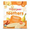 Happy Baby Organics Baby Snacks, Gentle Teething Wafers, Gluten Free & Vegan, Sweet Potato & Banana, 12 Count (Pack of 6)
