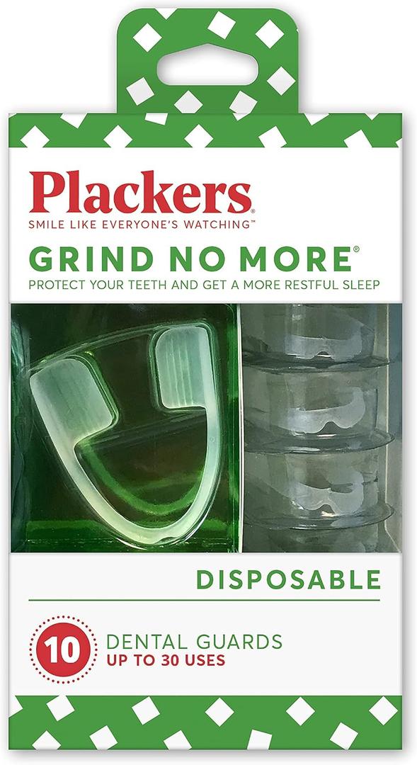 Plackers Grind No More Night Guard, Nighttime Protection for Teeth, Sleep Well, BPA Free, Ready to Wear, Disposable, One Size Fits All, 10 Count