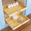 Pull Out Cabinet Organizer, 1PC 30 W x 21 D Soft Close Slide Out Wood Drawer Storage Shelves for Kitchen, Base Cabinet Organization for Pantry, Finished, Heavy-Duty, Bottom Assembly (30W x 21D)