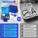 Bento Lunch Box Set for Kids with 8.5oz Hot Food Jar Leak-Proof Lunch Food Container with Insulated Lunch Bag for Toddlers Girls Boys Teens to School, Office, Picnic, Camping, Travel - Blue