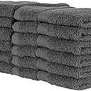 QUBA LINEN 100% Cotton Washcloth Set Soft, Absorbent Face Towels for Bathroom & Gym Use Durable, Reusable & Machine Washable Wash Cloths - Gray Color, 12x12 Inches, Pack of 12