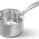 SUNHOUSE 3 Quart Whole-Clad Tri-Ply Stainless Steel Saucepan with Glass Lid, Premium 18/8 Stainless Steel, Even Heat Distribution, Induction Ready, Stay-Cool Handle, Dishwasher Safe