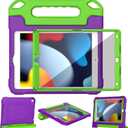 YIHE Kids Case for iPad 10.2 Inch 9th/8th/7th Generation 2021/2020/2019, iPad Pro 10.5 & iPad Air 3, Shockproof Handle Stand Kids Case with Screen Protector for iPad 10.2/10.5 Inch, Purple&Green