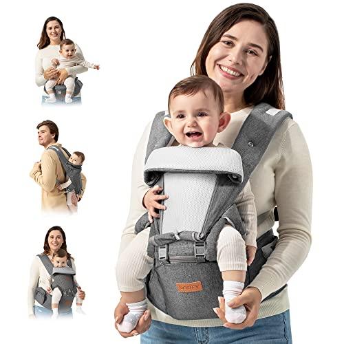 Besrey Baby Carrier with Hip Seat Newborn to Toddler, Summer Mesh Front Facing Infant Carrier, Baby Body Holder Chest with Back Support, Front Back Pack with Strap for Men Women Hiking Lumbar Support