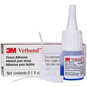 3M Vetbond Tissue Adhesive 0.1 oz (3 mL)  Fast-Acting Veterinary Wound Glue for Pets, Surgical-Grade Skin Adhesive Sealant with Blue Tint for Precise Application, Includes Reusable Applicator Tips