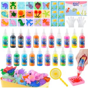 Magic Water Elf Toy Kit, Aqua Fairy Water Gel Kit with 20 Magic Gels, 18 Shape Molds DIY Squishy Maker Kit Make Your Own Squishies Toys Craft Kits Gift for Kids Party Favors