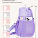 ECOHUB Water Bottle Holder with Strap, Full Coverage Stanley Cup 40/30 oz Tumbler, Insulated Water Bottle Carrier Bag with Back Safety Pocket, Crossbody Sling with Handle for Walking, Patent Pending (purple)