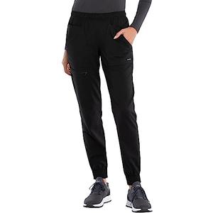 Cherokee Women's Plus Size Mid Rise Tapered Leg Jogger Scrubs Pant, Black 2XL