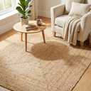 KEMA Jute Braided Area Rug, 5x7 Feet (60x84 Inches) Rustic Vintage Braided Reversible Rectangular Rug, Shag Rugs for Bedroom, Jute Kitchen, Living Room