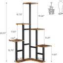 Yzosvki Corner Plant Stand Indoor, 6 Tiered Corner Plant Shelf Flower Stand for Multiple Plants, Plant Shelves Organizer Rack for Living Room, Balcony, Patio, Garden, Square Rustic Brown