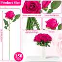 150 Pcs Roses Artificial Flowers, Silk Hot Pink Artificial Flowers Petals Long Stem Roses for Wedding Bouquet Home Party Decor