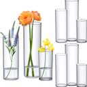 Amazing Abby - Viola Magra - Plastic Cylinder Vases (9-Piece Set), Acrylic Flower Vases for Wedding Centerpieces, Home Decorations, Office Ornaments, Shatter-Proof, 6" + 9" + 12" (H) (Not Glass)