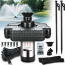Goldlife Pond Fountain Aerator, F3 No Light, 1HP 750W 110V Stainless Steel Floating Fountain With 100 FT Power Cord, Black Octagon Aerating Fountain Pump for Small Large Ponds Lake Pool Bay Fish farm