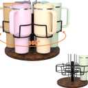 Water Bottle Organizer Holder Compatible for Stanley 40 & 30oz Cup and Straw,Rotatable Stanley Cup Organizer Holder,Water Bottle Rack,Kitchen Organizers and Storage for Stanley Cup Accessories (black)