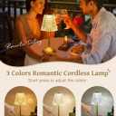 Crystal Cordless Lamp, Dimmable+3 Colors Rechargeable Lamp, Touch+2000mAh Battery Operated Vintage Ambient Light for Kitchen/Bedroom/Bathroom Shower, College Gifts, Mothers Day Gifts for Wife Daughter