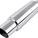 EVIL ENERGY Exhaust Muffler,Stainless Steel Exhaust Tip,Universal 14.6" Length (Non Burnt,2" Inlet 3" Outlet)