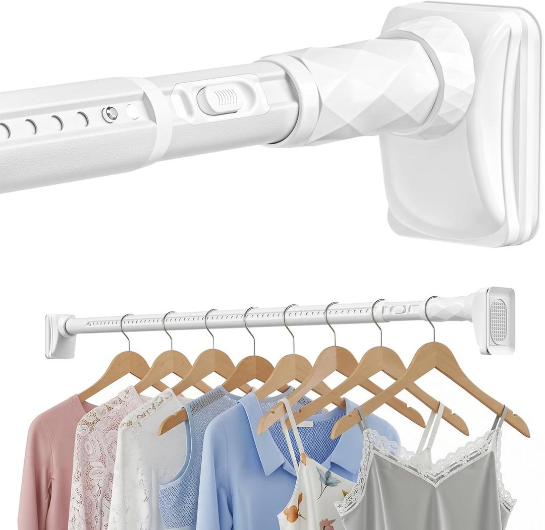 White Closet Rods For Hanging Clothes,41-126 In heavy duty tension rod | Tension Rod For Closet,Adjustable Rod Without Drilling 33lb Heavy Duty Closet Rods Diameter 1.26in-One-Bond Stretching