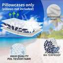 DFXSZ Blue Flower Pillow Covers 16x16 Inch Set of 2 Dark and Light Blue Colored Pillow Farmhouse Outdoor Waterproof Decor for Patio Funiture Garden Summer Floral Polyester Square Cushion Cover 01D16