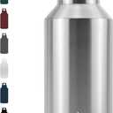 BJPKPK Half Gallon Water Bottle Insulated, Dishwasher Safe 64 oz Water Bottle with Handle, Leakproof BPA Free Thermal Flasks, Large Metal Jug for Sports, Stainless Steel Primary Color