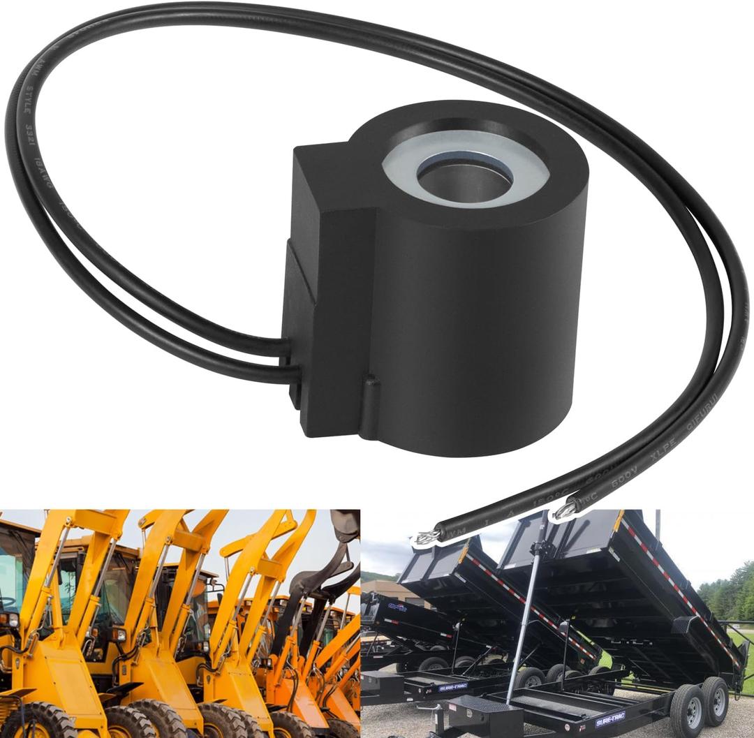 10238-66 Solenoid Coil 12VDC 16W 1/2" Hole Dual Wire Leads Hydraulic Power Unit Lift Dump, for Valve Stem Series 08