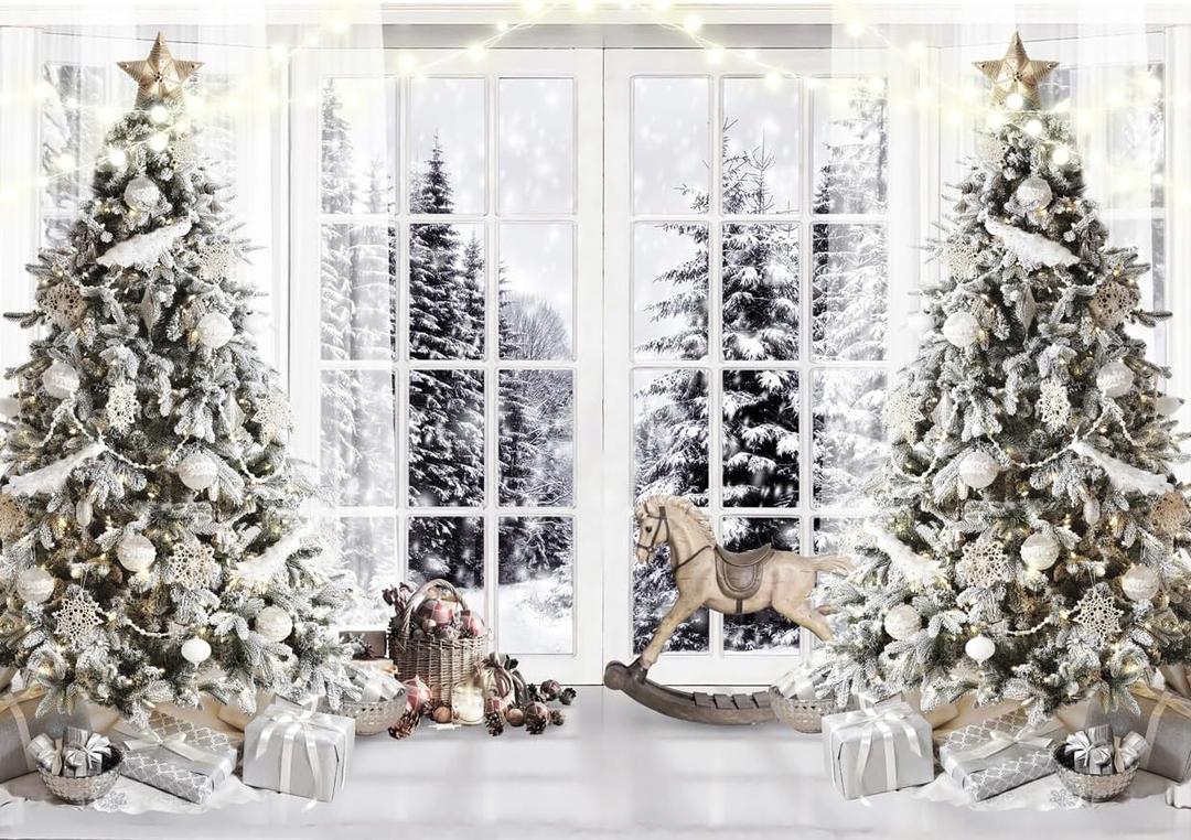 White Christmas Backdrops for Photography Christmas Background Winter Backdrop Cartel De Navidad para Fotos 7X5FT F107