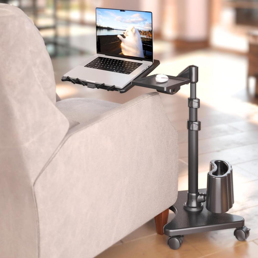 LEVO G2 Deluxe Rolling Laptop Stand with Mouse Tray, Charcoal & Black
Tilting platform, swing arm, locking wheels, heavy-duty overbed workstation for chair, couch, recliner, remote work or gaming