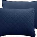 Easy-Going Full/Queen Size Reversible Quilt Set with 1 Quilt and 2 Pillow Shams, Soft Bed Quilt Cover, Water Resistant Lightweight Bedspread, Stain Resistant, Navy/Ivory