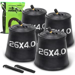 2/4 Pack 20"/26" x4.0 Fat Tire Tube, 20"/26" x3.5/4.0 E-Bike Bicycle Fat Tire Tubes AV 32mm Schrader Valve with 2 Tire Levers, 20"/26" x4 Bike Tube for 20/26 Inch Ebike Electric Bicycle Road Mountain