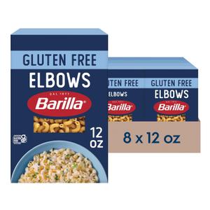 BARILLA Gluten Free Elbows Pasta, 12 Ounce (Pack of 8) - Non-GMO Gluten Free Pasta Made with Blend of Corn & Rice - Vegan Pasta
