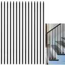 15 Pcs Wrought Iron Balusters,1/2" x 44" Straight Hollow Iron Baluster for Staircase Remodel, Matte Black Metal Railing