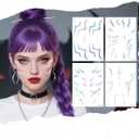 4 x Purple Temporary Tattoo Patterns – Realistic Waterproof Body Art for Cosplay, Halloween, and Party Makeup 4PCS