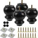 Geesatis 4 Pcs Wood Couch Legs Feet Cabinet Feet Dresser Legs Sofa Legs, Height 4 inch, Black