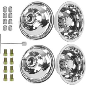 hightall 17 Wheel Simulators, 17" 8 Lug 5 Hand Holes Stainless Steel Hubcaps,Polished Surface,Bolts On Wheel Cover Set Compatible with 2011-2025 Chevy SILVERAD0 3500/GMC Sierra 3500 HD DRW, 17For 2001-2007GMC3500 2003-2021G3500/G30