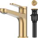 KRAUS Indy Bathroom Faucet in Spot-Free Brushed Brass with Single Handle, Pop Up Drain and Supply Lines, KBF-1411SFBB