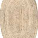 RAJRANG Large Jute Area Rug 8'x 10' Natural Hand Woven Boho Reversible Braided Farmhouse Oval Rugs