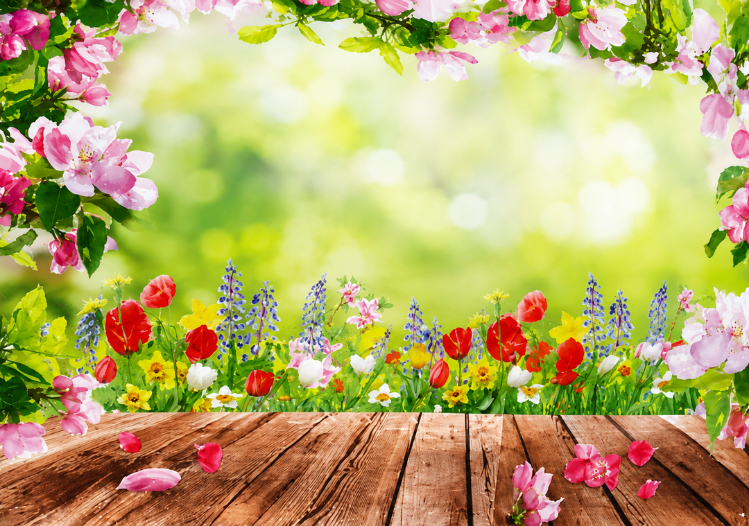 7x5FT Spring Backdrop Spring Backdrops for Photography Floral Backdrop Wall Nature Scenery Banner F43